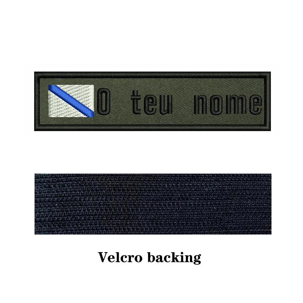 Army Green Background National Flags 10X2.5cm Embroidery Custom Name Text Patch Stripes Badge Iron On Or Velcros Patches 