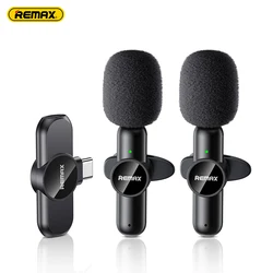 Remax Wireless Lavalier Microphone Portable Audio Video Recording Mini Lapel Mic for IPhone TypeC Live Broadcast Phone Mic