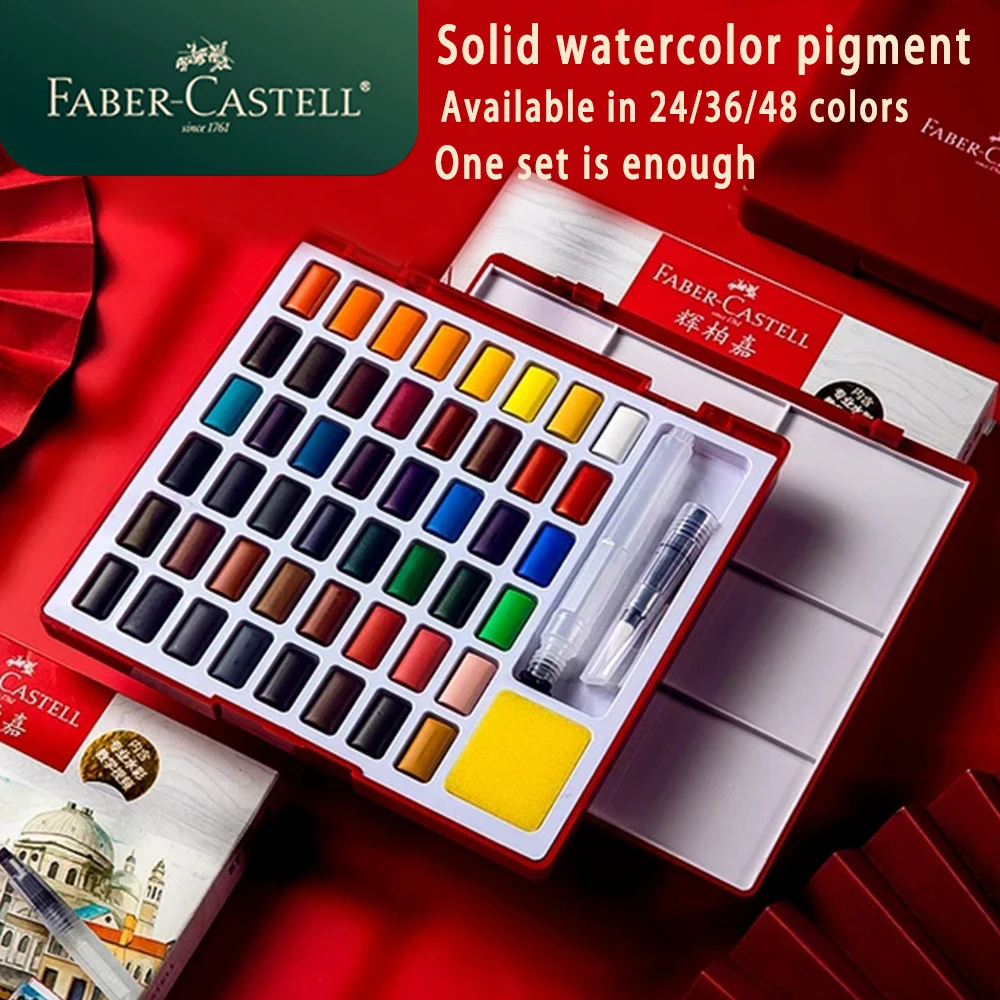 German Faber-Castell Solid Watercolor Paint Set 24/36/48 Color Watercolor Paint Dispensing Portable Painting Tools Gouache Paint 8 colors gouache paint set kit