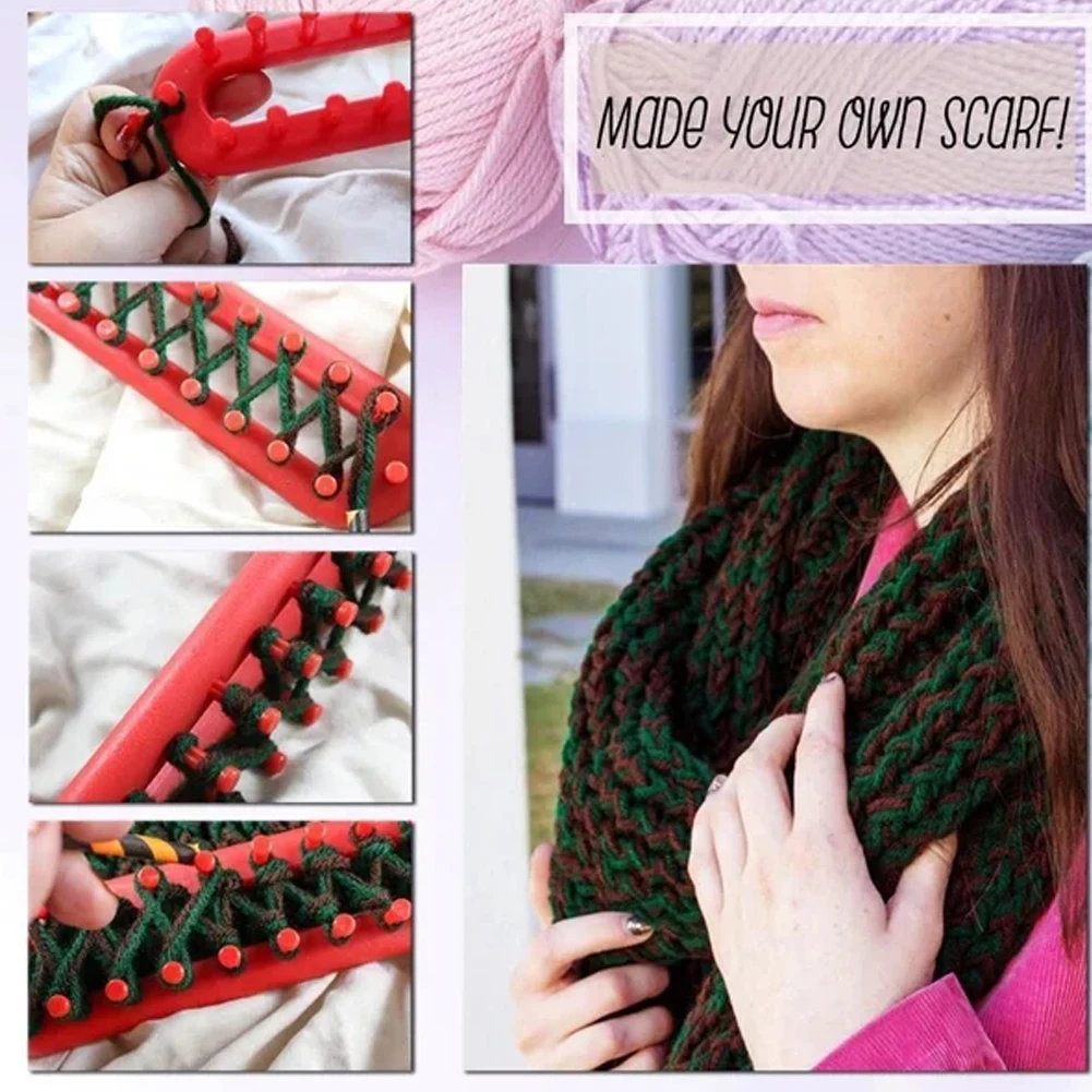 Rectangular Knitting Loom kit with Crochet Hooks Weaving Scarf Sweater Hat  Shawl Stitching Knitting Machine DIY Handmade