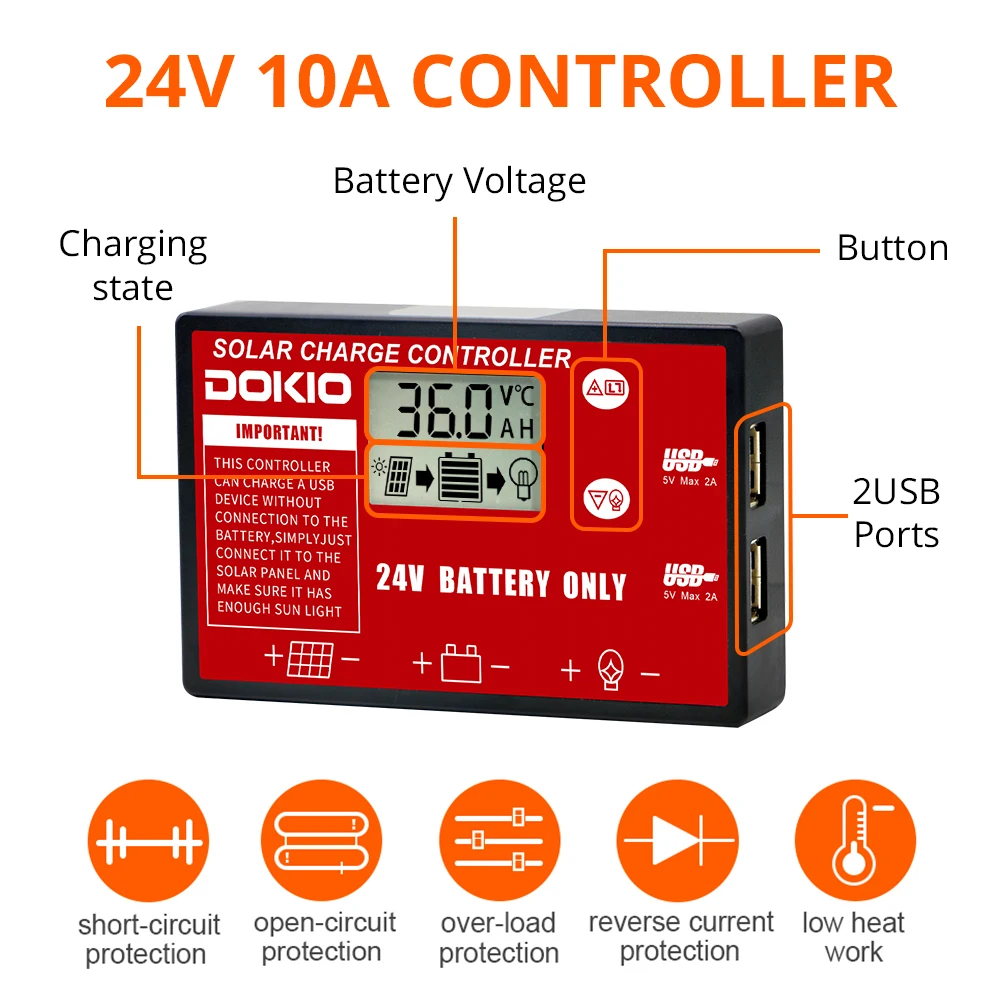 DOKIO 36VFFSP-220M Kit de Panel Solar Portátil 200W Controlador 10A - Image 5