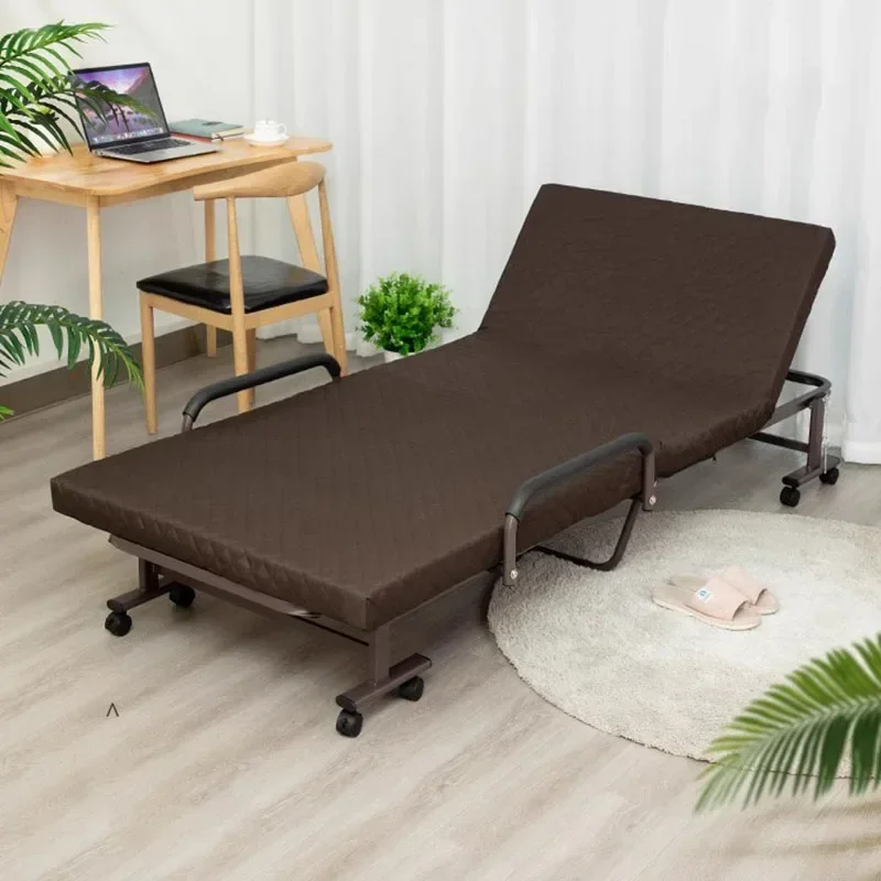 Modern Single Folding Bed Luxury Girls Metal Design Beauty Bed Space Saving Safe Portable Camping Cama Office Furniture