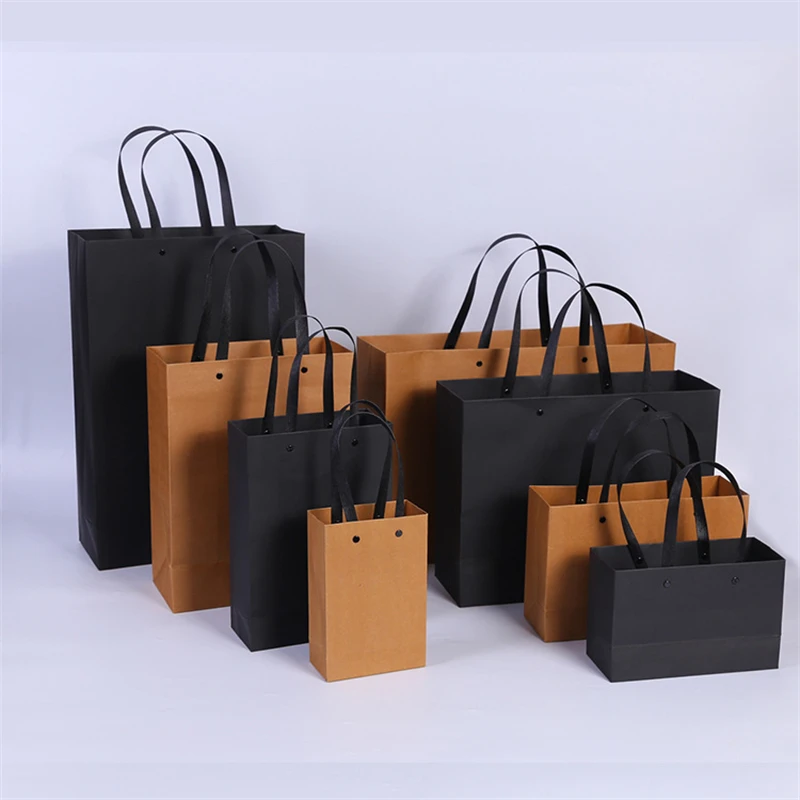 

10pcs Hand-held Gift Bag kraft Paper Bag 2023 Wedding Party For Guests Shopping Bags Small Business Clothing Wholesale Packaging