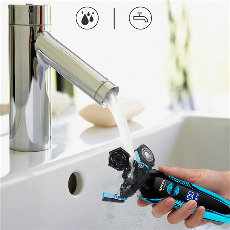 ZOZEN Rotationsrasierer, wiederaufladbarer elektrischer Rasierer für Herren, Barttrimmer, wasserdicht, für Nass- und Trockenrasur, ZN3015_voghion.com
