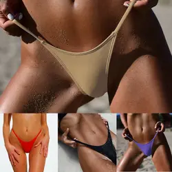 Women Bikini G-String Solid Color Brazilian Bottoms Swimming Suit Underpants Beachwear Beach Thong Panties Swimwear Swimsuit