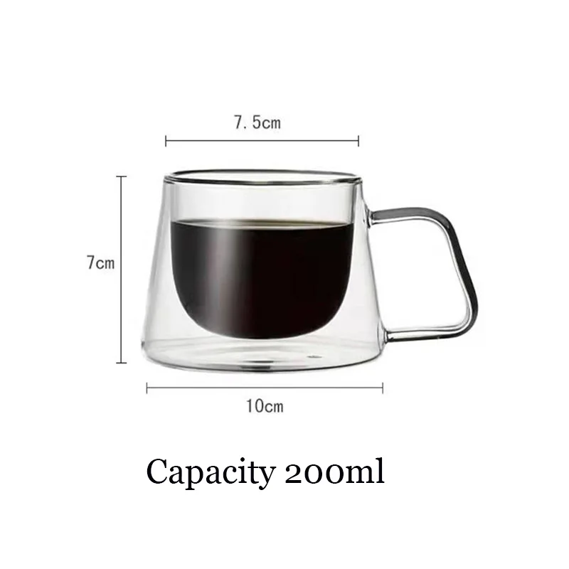 HOTYA 200ml Double Wall Insulated Glass Cup Irregular Wave Heat Resistant  Thermo Coffee Water Mug Clear Drinking Glasses