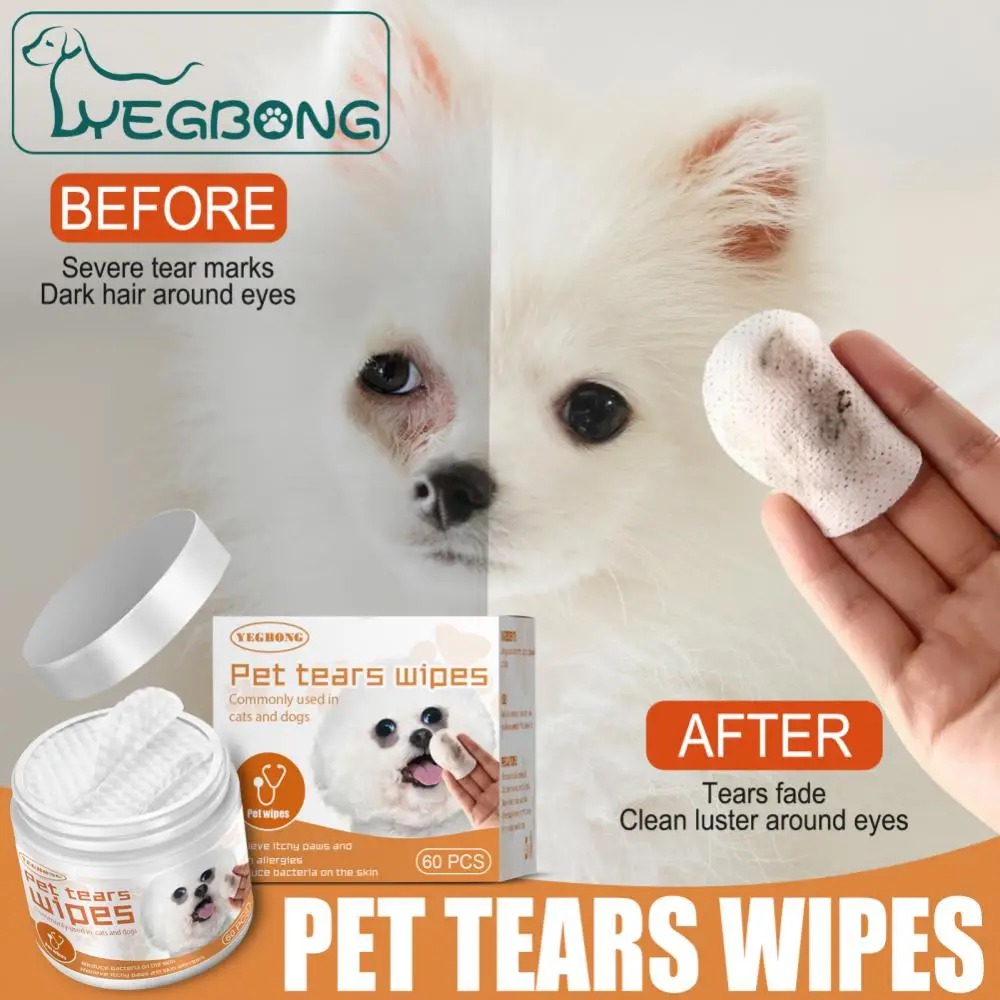 Title 3, 60Pcs/Box Pet Wet Wipes For Dog Cat Eye Cleaner...