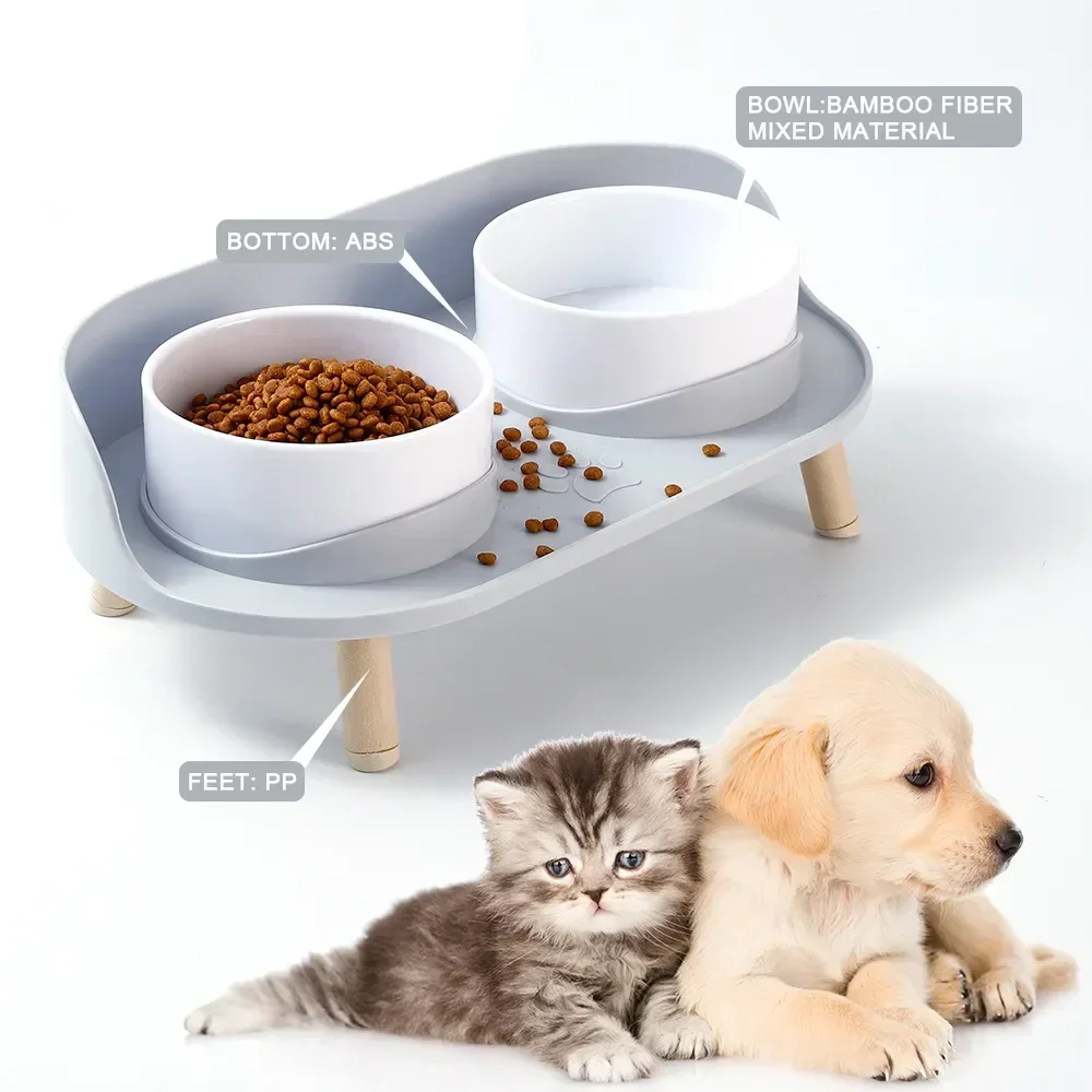 

Feeder Cats Food Dogs Kitten Dish Pet Cat Feeding Bowl Adjustable Water Double Supplies Height Elevated Drinker Feeders Bowls