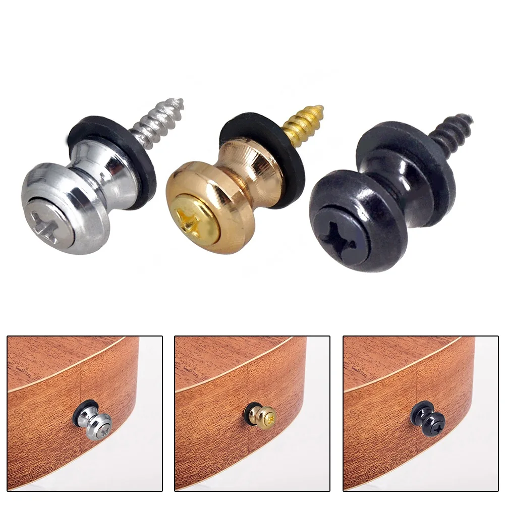 

Guitar Ukulele Mandolin Strap Button Locks Secure Screw 10*9.2*8cm Black Gold Silver Iron Parts For Guitar Mandolin Ukuleles