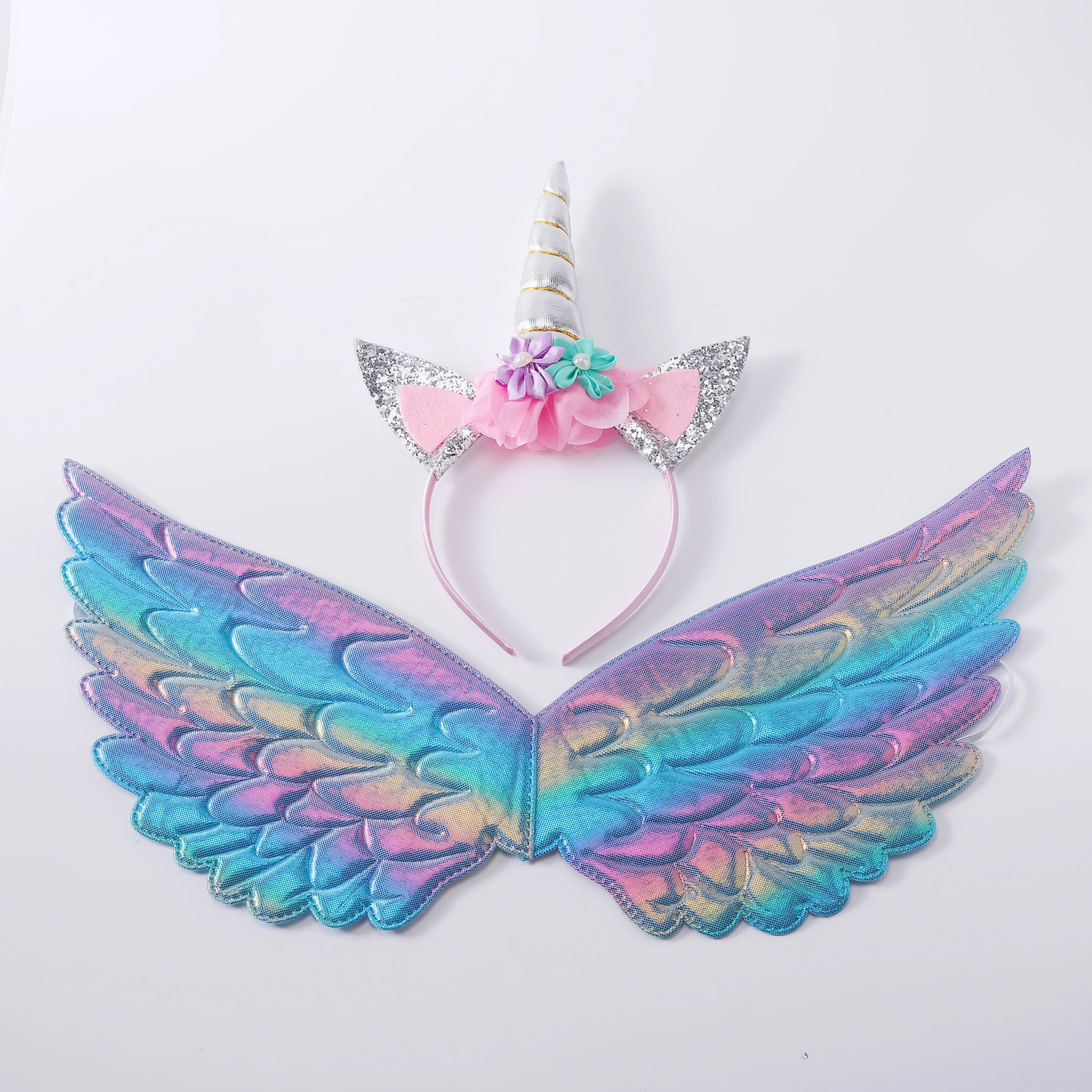 Cute Unicorn Theme Wings Rainbow Little Girls Angel Wings Baby Shower Kids Birthday Party Decoration Prom Performance Cosplay 500pcs rainbow water color thank you stickers seal label 1 inch color labels for business sticker wedding decoration baby shower