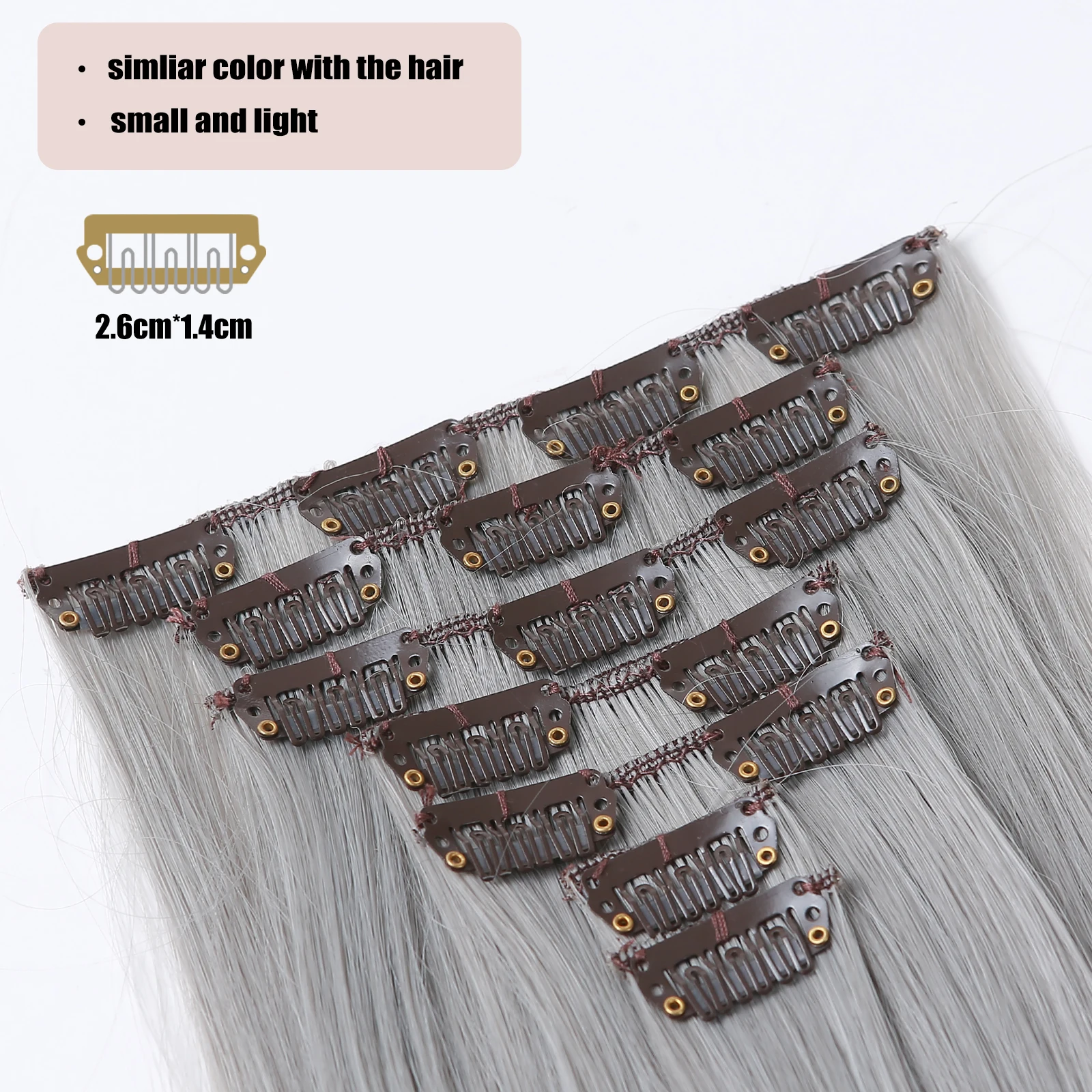 7Pcs/Set Silver Grey Synthetic Hairs Clip In Long Straight Natrual Thick Hairpieces For Women Cosplay Synthetic Hair Extensions for hair extensions