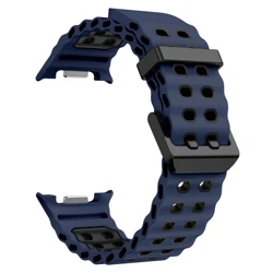 Ocean Band Silicone Sports Breathable Strap Bracelet - Galaxy watch 8 40mm (Navy Blue - black)