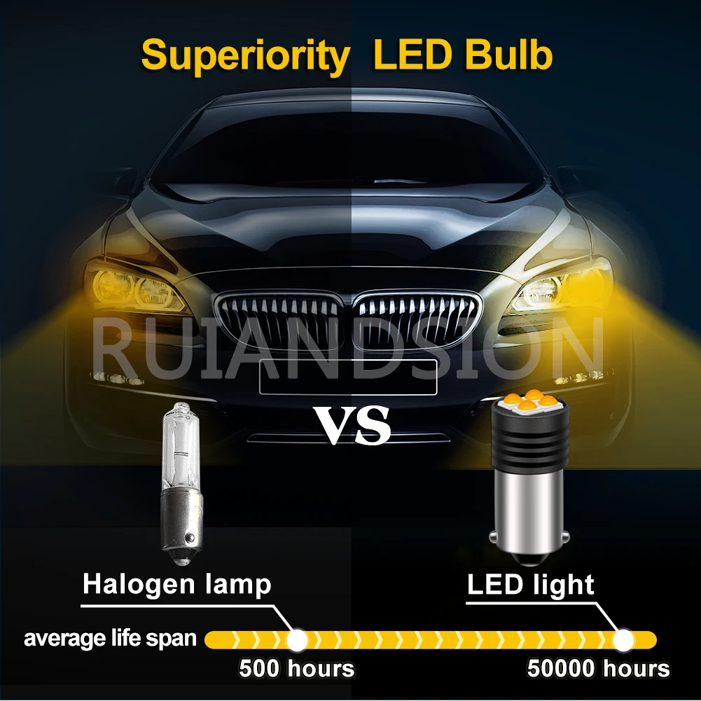 Ruiandsion �Ĺ� ���̵� ��Ŀ �ڳ� ���� ����Ʈ, 64136 3030 LED ����, ����� 2x BA9S T4W 64111 BAX9S H6W 64132 BAY9S H21W
