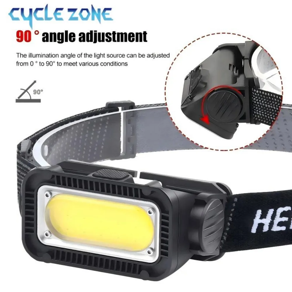 Powerful Headlamp Type-C Charging 5 Mode Head Torch Built-in Battery Outdoor Camping Emergency Lantern Head Flashlight Cob Headlamp Bike Headlight