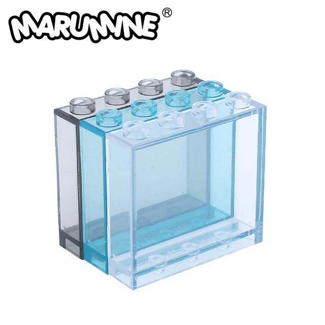 Marumine MOC Bricks Wall Element 1x4x3 with Side Supports 87543 60581 Blocks Glass Window Panel Compatible Assembles Particles 1