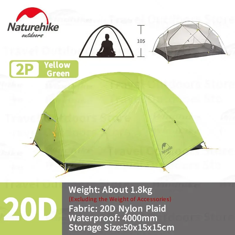 Naturehike-Mongar 2人用テント,15d,20dナイロン,プロ,防水,キャンプ
