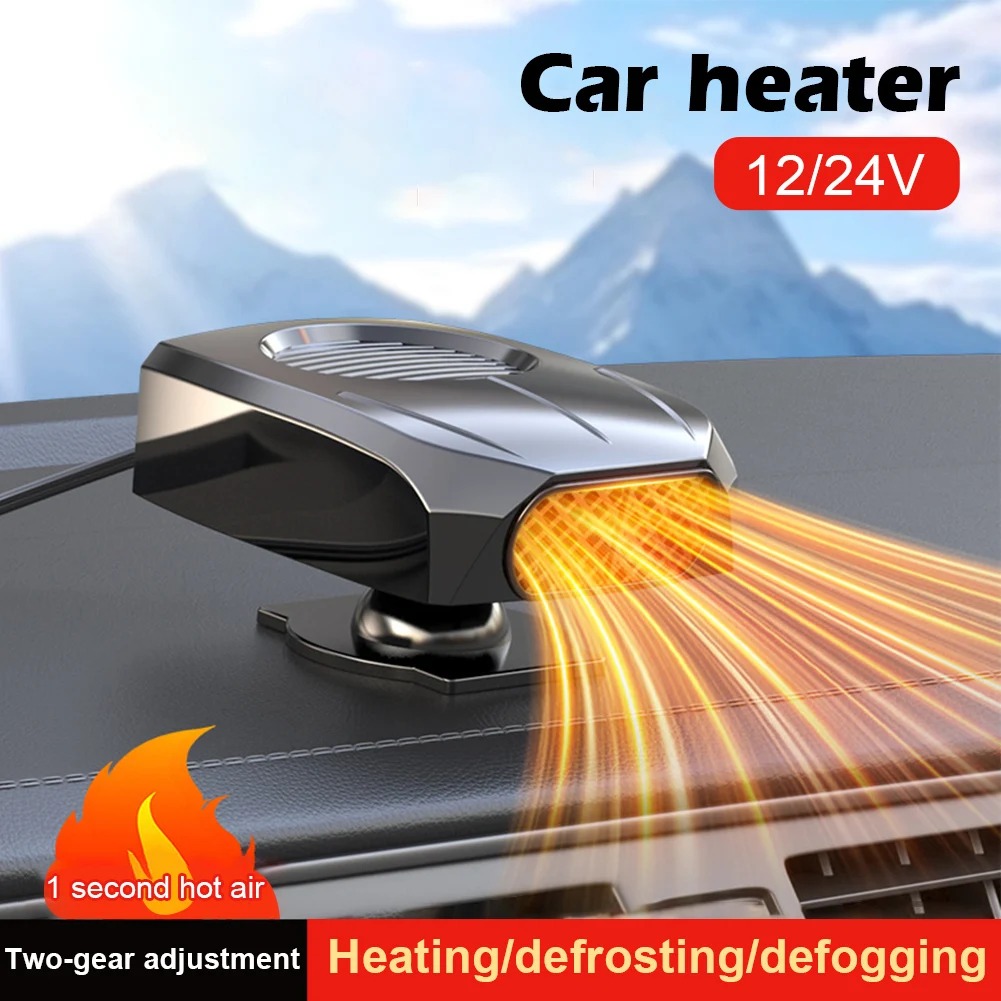 12V 24V Car Heater 2 In 1 Car Windshield Fast Heating Defrost Defogger 360 Degree Rotation Auto Heater for Interior Accessories