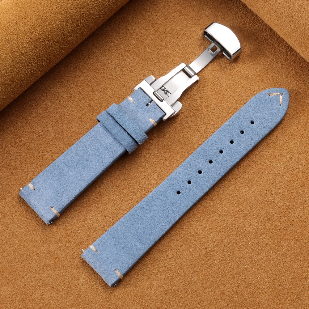 Luxurious Genuine Cowhide Suede Quick Release Watch Strap Bracelet
