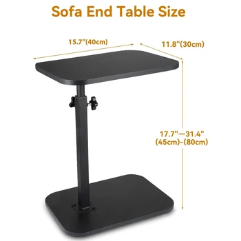 Adjustable C-Shaped Sofa Side End Table Coffee Laptop Table Living Room Bedroom