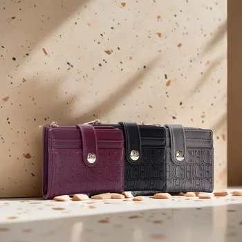 Borsa per biglietti da visita dal design retrò di marca di lusso CH Portafoglio pieghevole classico con bottoni alla moda Borsa quadrata da donna compatta e leggera