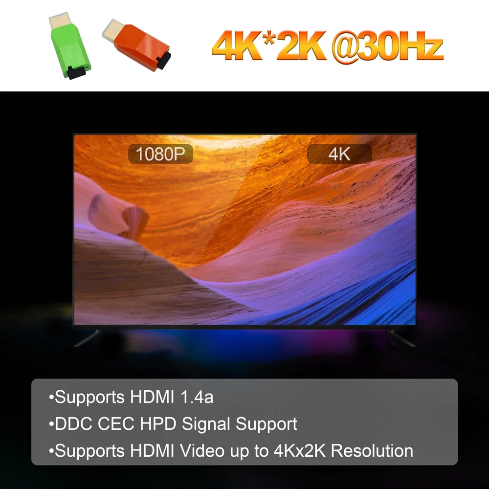 LC 커넥터가 있는 다중 모드 단일 코어 OM3 광섬유 트랜시버를 통한 미니 4K HDMI 비디오 익스텐더 HDMI 1.4/2.0 최대 300M
