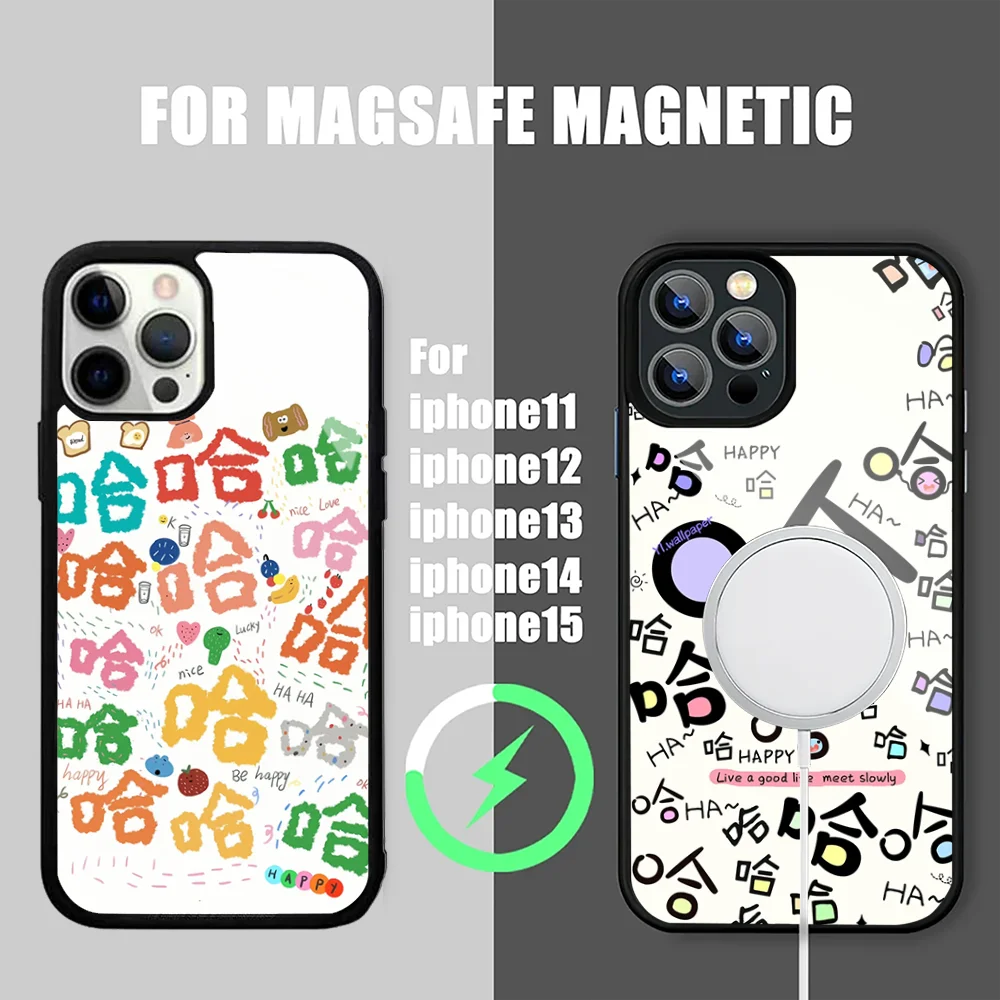

Haha Font Phone Case For IPhone 15 14 13 Pro Max 11 12 Mini Alex Mirror For Magsafe Wireless Charging Cover