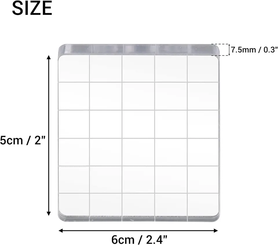 6-Piece Clear Acrylic Stamp Block Set - With Grid Lines For Card Making, Scrapbooking & Crafts (4 Sizes)