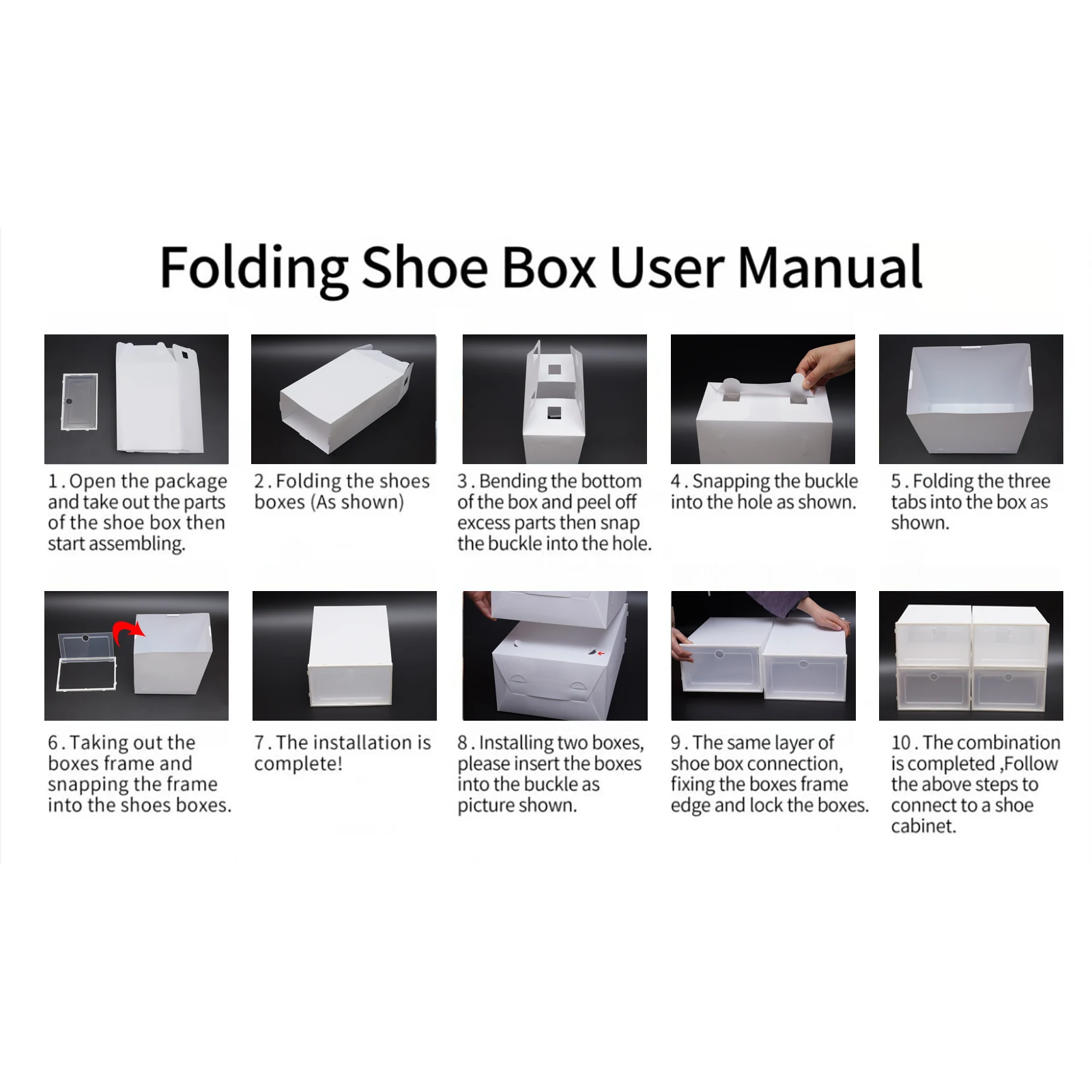 Set of 24 Stackable Shoe Boxes with Clear Covers, DIY Installation & Large Capacity 5