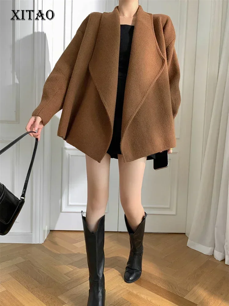 

XITAO Full Sleeve Knitting Sweaters Fashion Cardigan Loose Casual Solid Color Simplicity Autumn Women New Sweaters DMJ2995