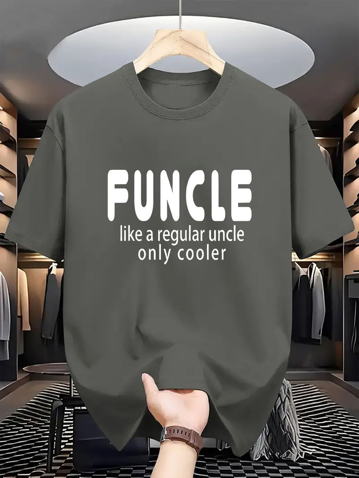 Men's summer 100 cotton fashionable casual loose plus size cooler than your uncle's print round neck short sleeved T-shirt top