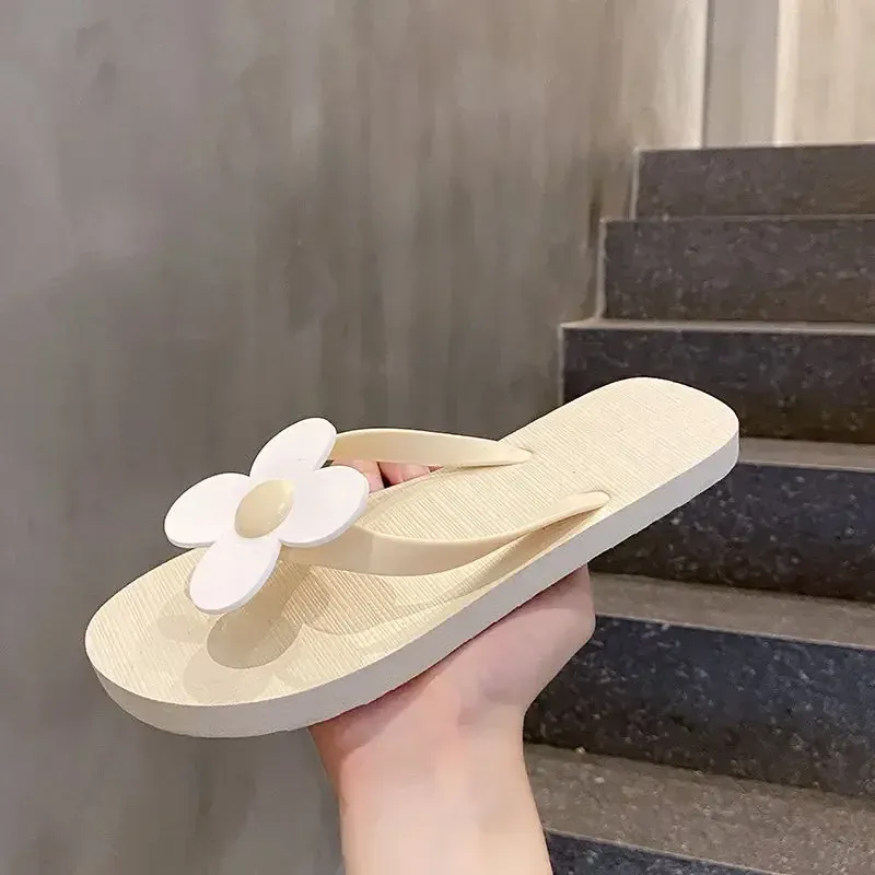 House Shoes for Women Home Bathroom Slides Flat Sandals on Beach Open Toe Woman Slippers Flip Flops Flower Outside Unique Sale W