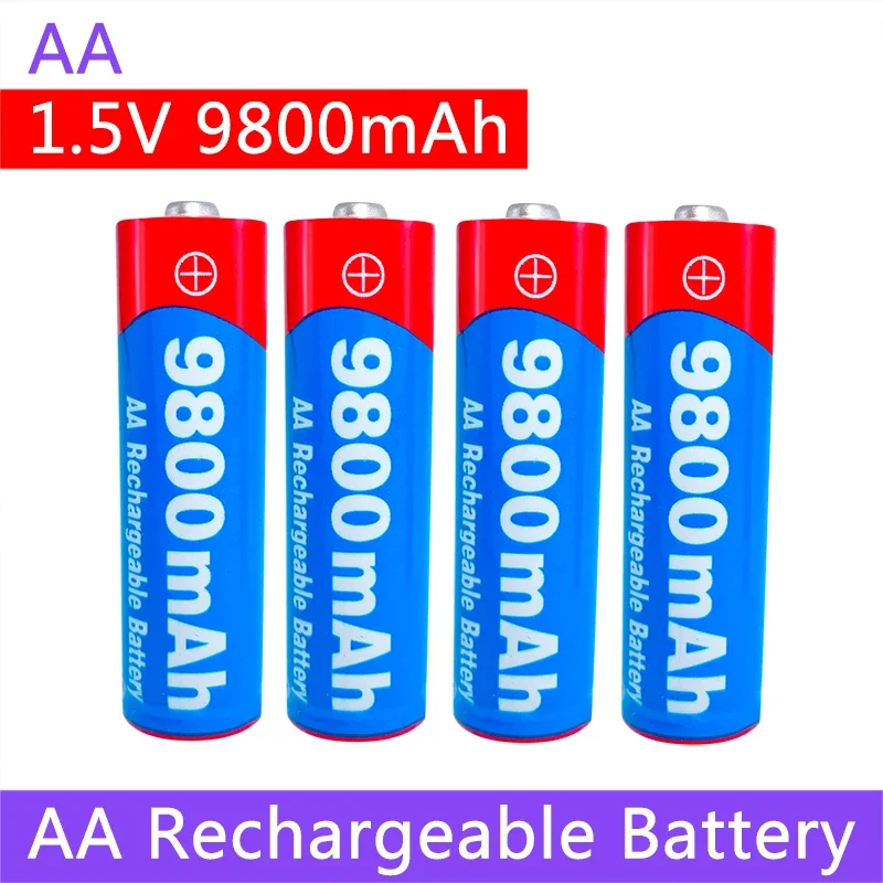 100% Original New AA rechargeable 1.5V 9800mAh Battery for led light toy Camera Microphone