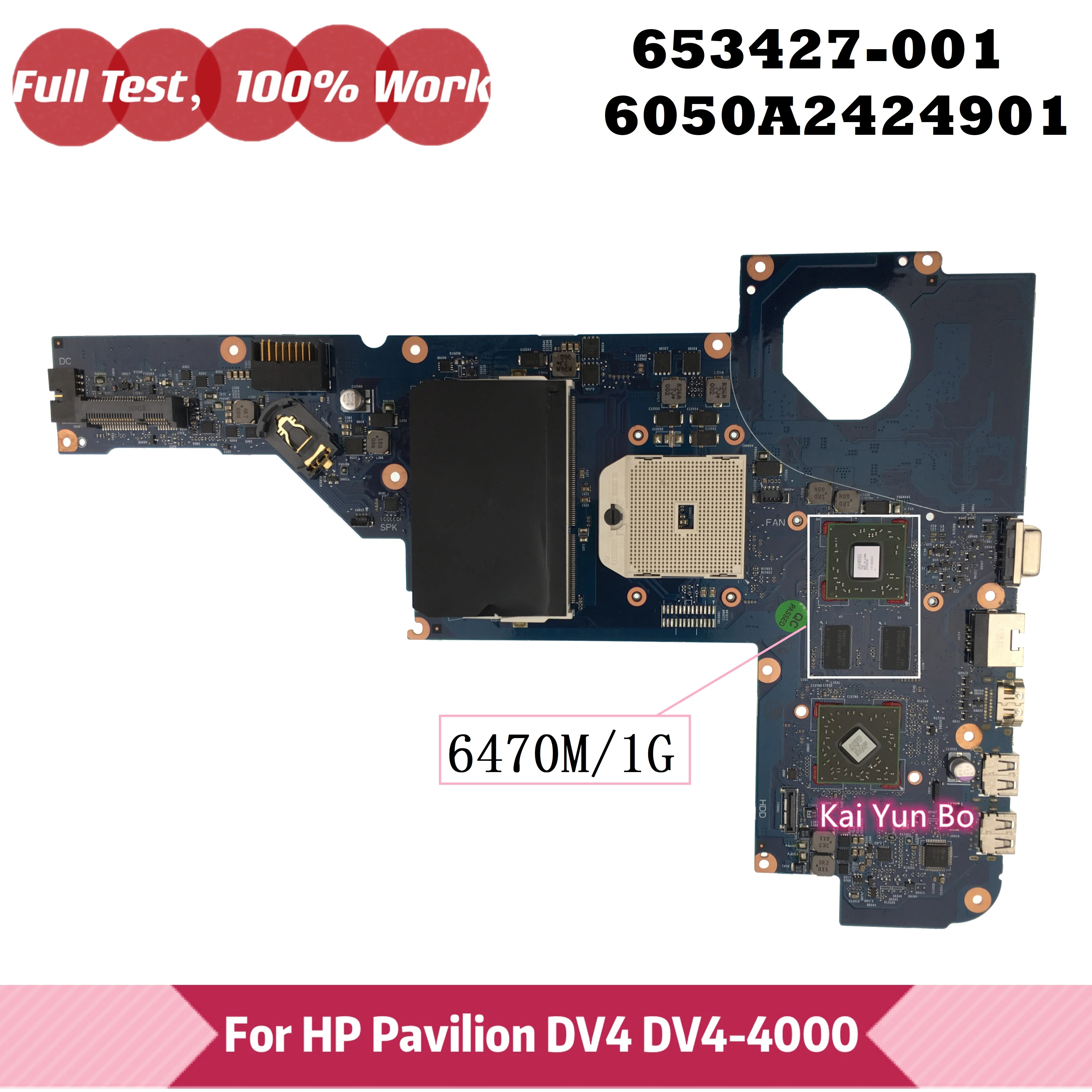 

653427-001 653427-501 Mainboard 6050A2424901 For HP Pavilion DV4 DV4-4000 TPN-I102 Laptop Motherboard 6470M/1G GPU DDR3 Notebook
