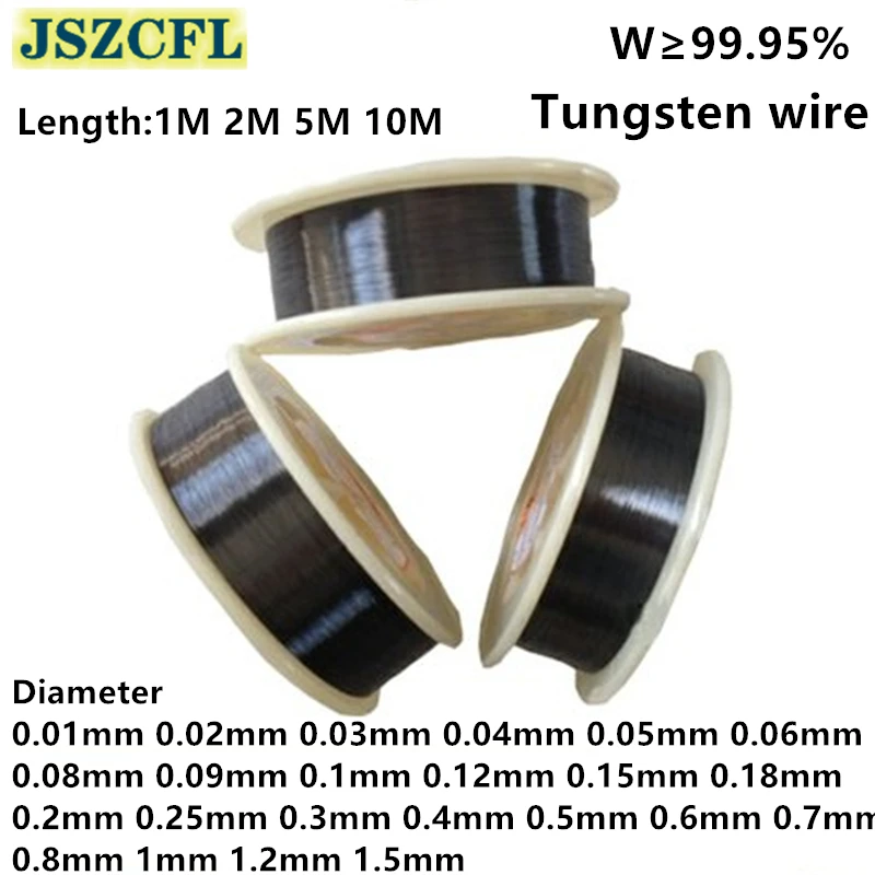 High Purity 99.95% W Tungsten Wire Metal Diameter 0.01mm-1.5mm for Air purifier electrostatic precipitator Length 2M 3M