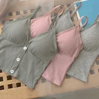 Femmes tricoté débardeur sangle gilet femme tricot haut court poitrine enveloppement pur sous-vêtements en coton Camisoles 4