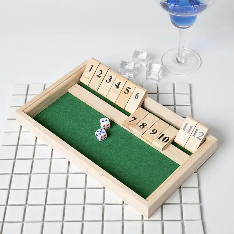 Chiudi Il Gioco Da Tavolo In Legno Shut The Box - 22,5x22,5 Cm - Gioco Di Dadi Educativo Per Famiglie E Feste - In Pino Della Nuova Zelanda