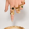 1pcs Classic Tiger Eye Real Stone Open Adjustable Stainless Steel Rings For Women Men Accessories Gold Color Finger Jewelry Ring 2