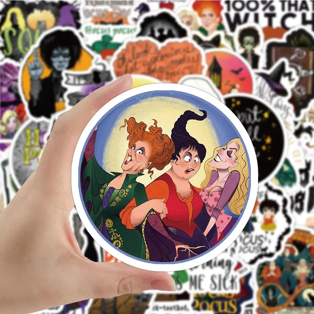 10/30/50/100PCS Disney Horror Halloween Witch Hocus Pocus Stickers for Kid Graffiti Skateboard Laptop Car Waterproof Sticker Toy