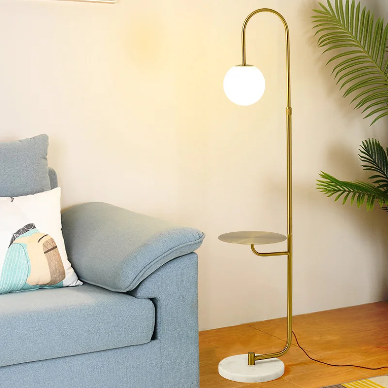 Modern Style Led Floor Lamp Study Bedroom Bedside Lamp Glass Lampshade