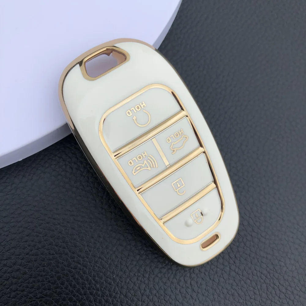 TPU Car Key Case Cover for Hyundai Santa Fe Tucson 2022 NEXO NX4 Atos Prime Solaris 2021 4 5 Button Auto Accessories