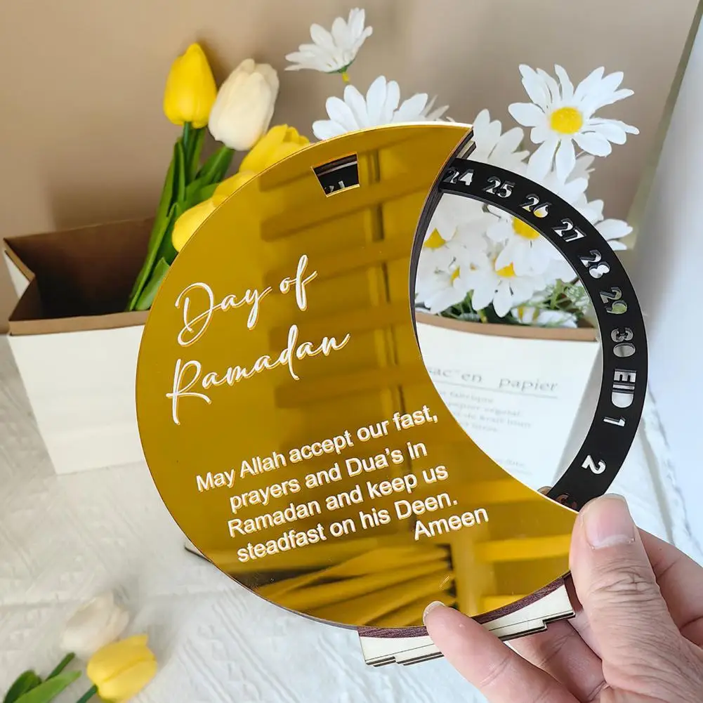 

Акриловый календарь Рамадан, праздничное украшение ИД Мубарак, зеркальное украшение в форме Луны, самодельный календарь Рамадан, детское дерево