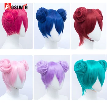 Capelli sintetici finti Chignon Artiglio Chignon Posticci dritti per le donne Capelli cosplay colorati Rosso Marrone Viola Rosa Bianco Biondo