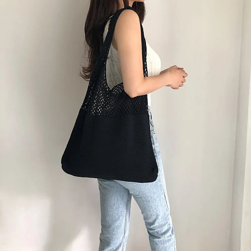 Woven Womens Shoulder Bags Ladies Designer Knitted Braid Handbags Tote Summer Beach Party Bag Purses Shopper Sac Satchel Female 