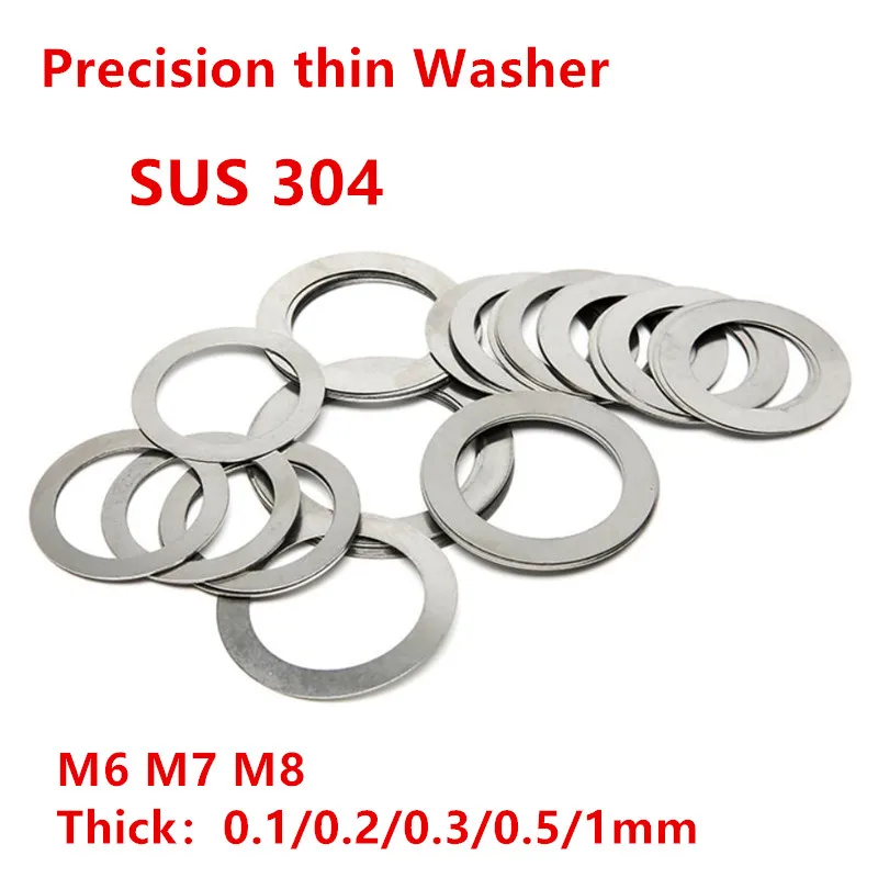 100pcs M6 M7 M8 Stainless Steel 304 Precision Flat Washer Ultrathin