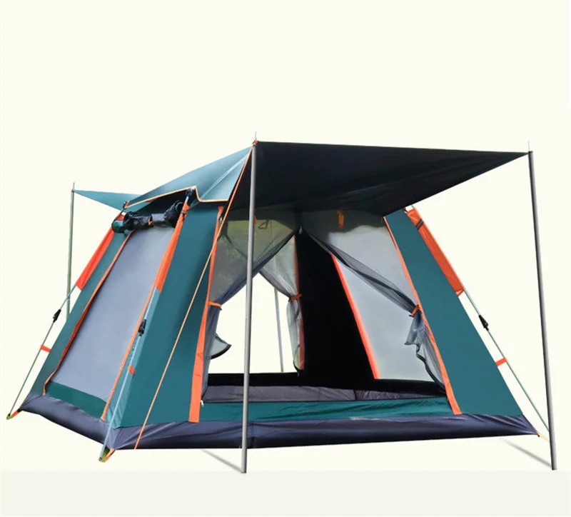 Hewolf Tenda da Campeggio Familiari 3-4 Persone Grande Tenda Pop-up Automatica Tenda a Cupola Impermeabile e Anti UV Tenda Esagonale a Doppio Strato 4 Stagioni per Campeggio Pesca Esterna 