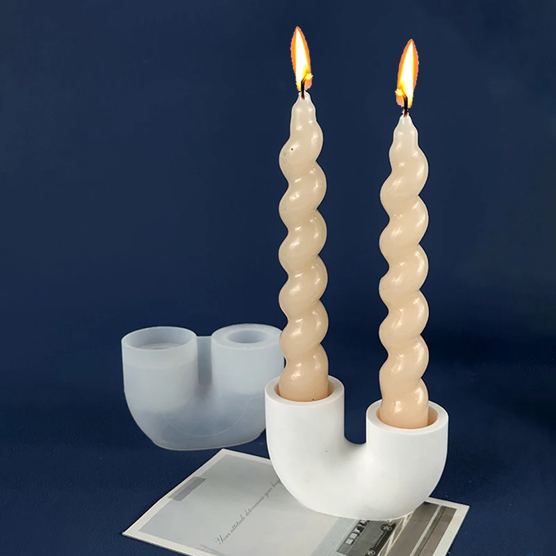 U Shaped Candlestick Silicone Mold DIY Handmade Plaster Epoxy Resin Concrete Candle Holder Casting Home Decor