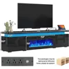 71Inch LED TV Stand with 40In for 80Inch TV,Modern Fireplace TV Stand,High Gloss TV Console Entertainment Center 3