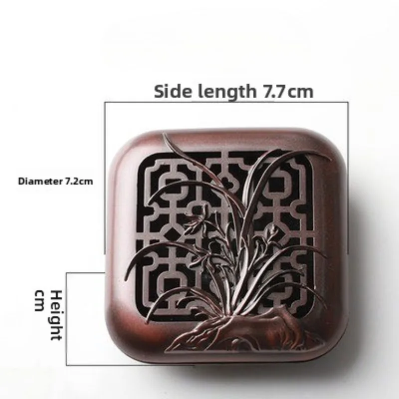 Mini Alloy Incense Box Coil Incense Burner Plum Blossom Bamboo Chrysanthemum 4-Gentlemen Zen Sandalwood Burner Home Decoration