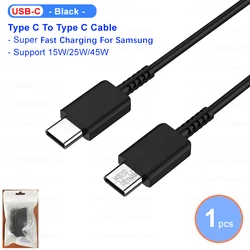 High - Power Original Samsung USB Type - C Fast Charging Cable - 45W/25W, 5A PD Efficient Charger - 1m (5A Black Cable)