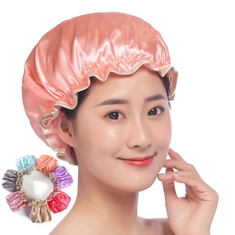 Women Shower Cap Waterproof Reusable Adult Bath Caps For Spa Bathing